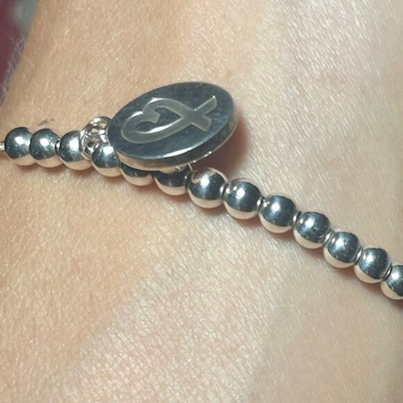 Tiffany & Co 4mm Bead Bracelet 925 Silver Breast Cancer Ribbon Box Pouch - EUC - Picture 5 of 10